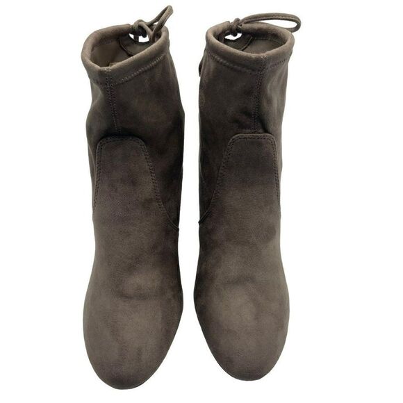 New Directions Hollis‎ Stretch Tie Sock Booties Heels Taupe Size 10 - Picture 2 of 9